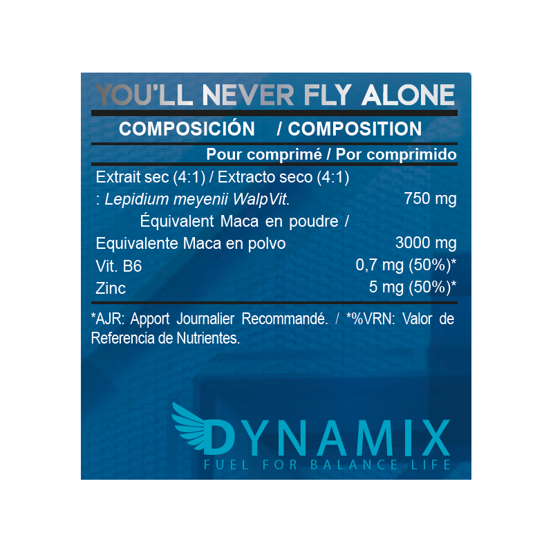 DYNAMIX Vigormix 3000 | 60 Cápsulas | Maca Andina 3000 mg con Zinc y Vitamina B6