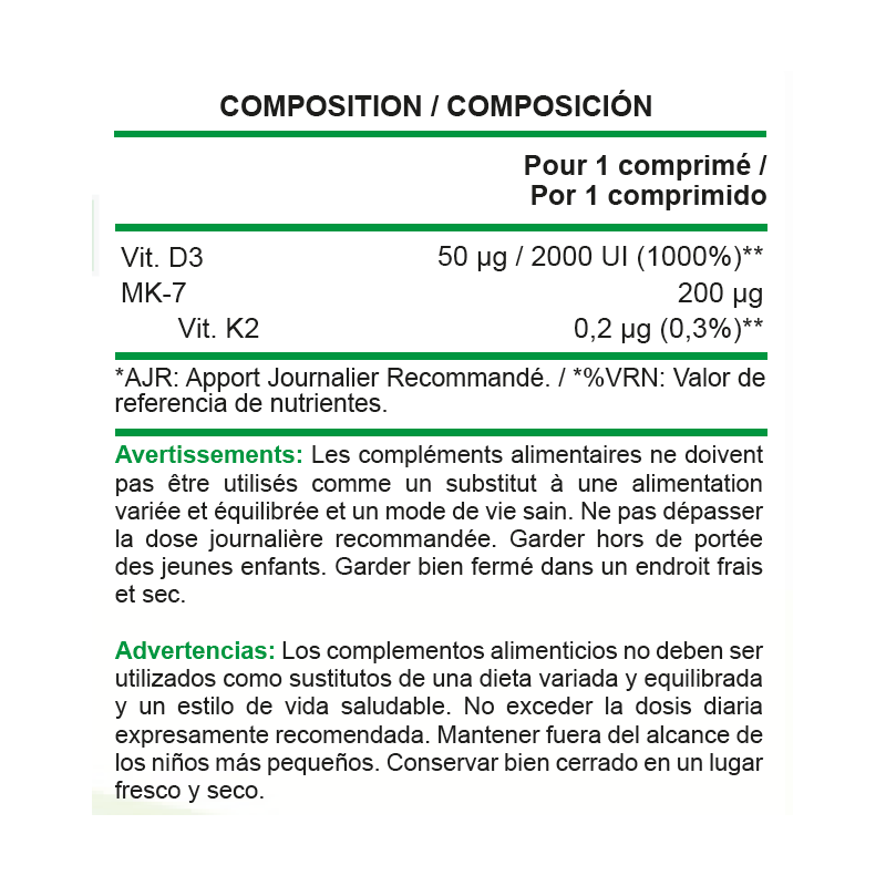 DYNAMIX Vitamina D3 + K2 60 tabs