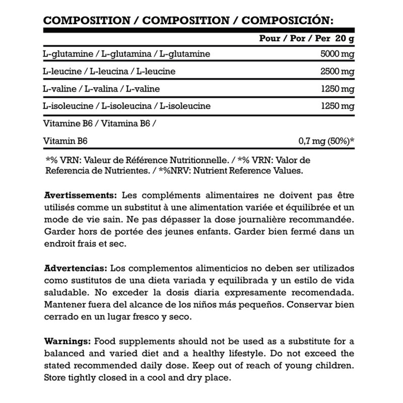 GN NUTRITION Premium Gluta + BCAA'S 300G| Suplemento en Polvo con Glutamina, Aminoácidos Ramificados y Vitamina B6