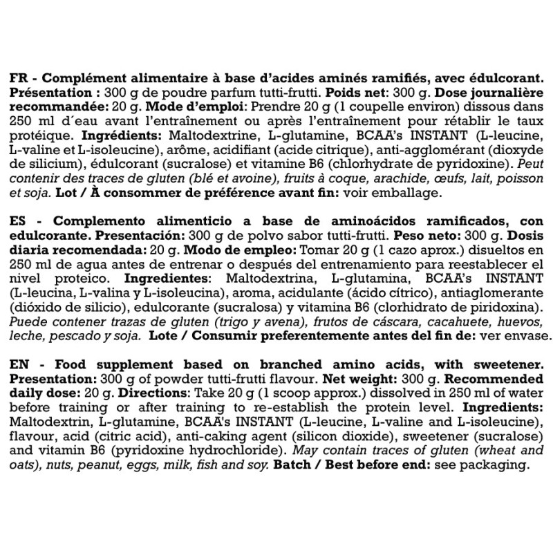 GN NUTRITION Premium Gluta + BCAA'S 300G| Suplemento en Polvo con Glutamina, Aminoácidos Ramificados y Vitamina B6