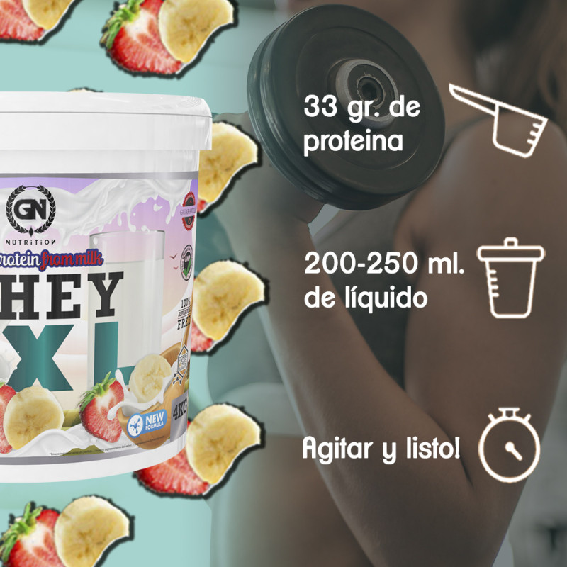GN Nutrition Premium Whey 100% XXL - 4 kg | Proteína Whey con DigeZyme y Vitamina B6 | Entrenamientos Intensos