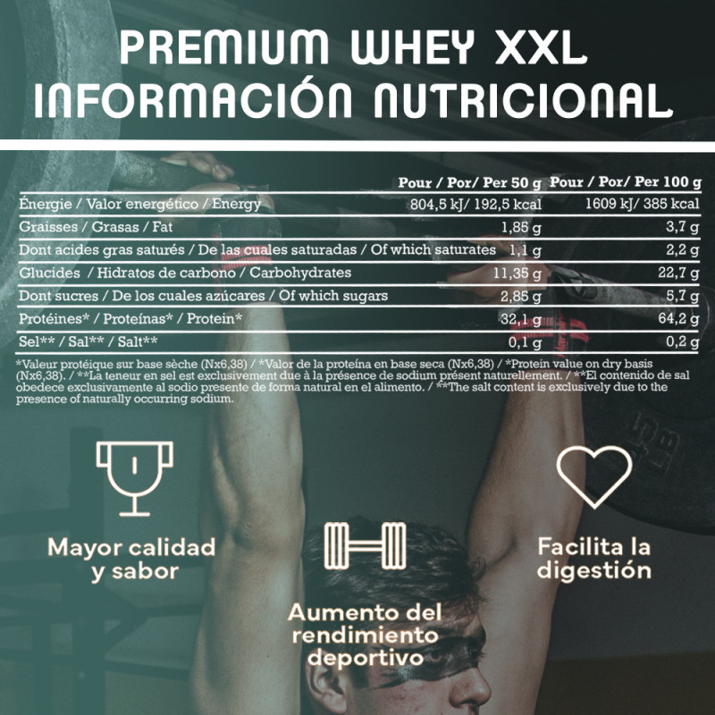 GN Nutrition Premium Whey 100% XXL - 4 kg | Proteína Whey con DigeZyme y Vitamina B6 | Entrenamientos Intensos