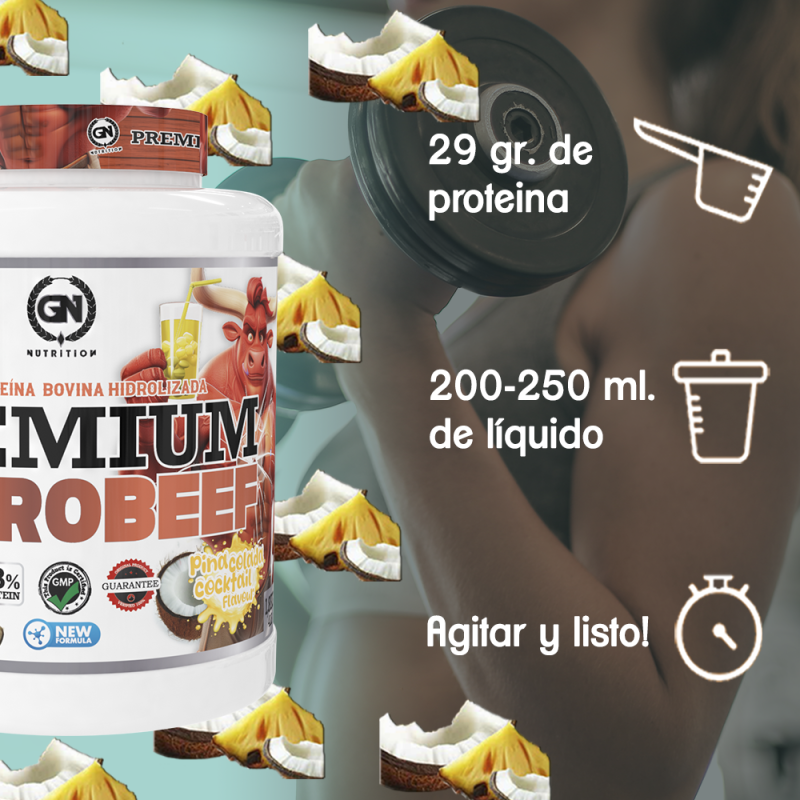 GN NUTRITION HydroBeef Proteína Bovina Hidrolizada | 1,8 kg | Vitamina B6 | Sin Lactosa, Sin Gluten y Baja en Grasas