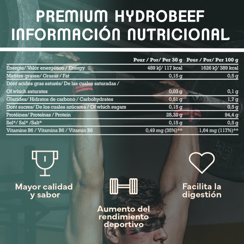 GN NUTRITION HydroBeef Proteína Bovina Hidrolizada | 1,8 kg | Vitamina B6 | Sin Lactosa, Sin Gluten y Baja en Grasas