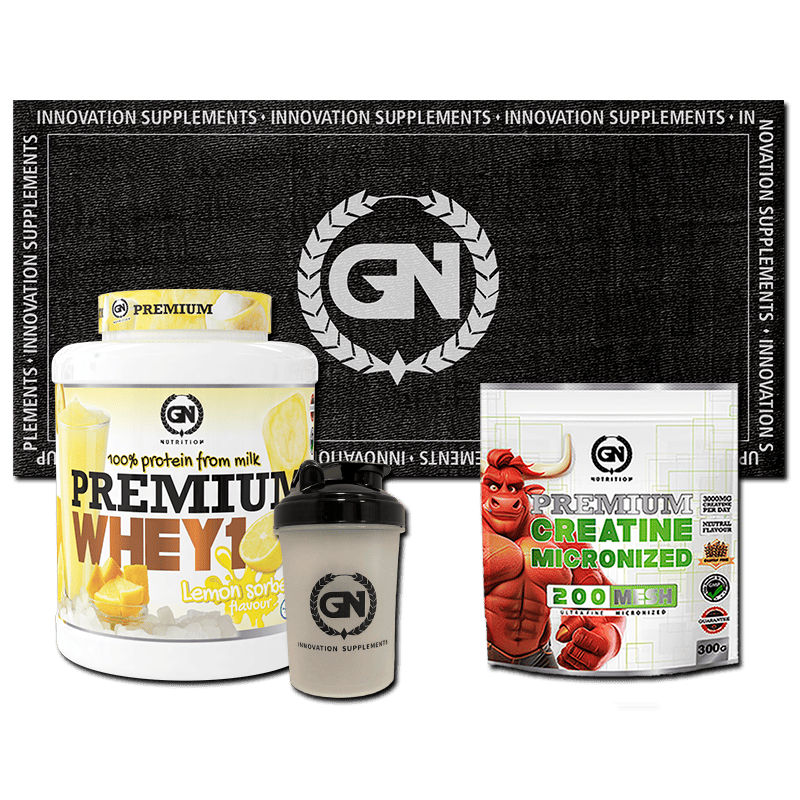 PACK GN: PREMIUM WHEY 2 KG + CREATINA MONOHIDRATO + SHAKER + TOALLA GN