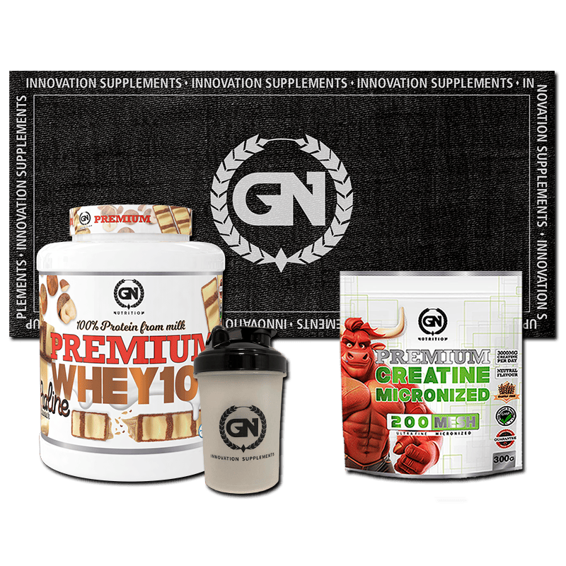 PACK GN: PREMIUM WHEY 2 KG + CREATINA MONOHIDRATO + SHAKER + TOALLA GN