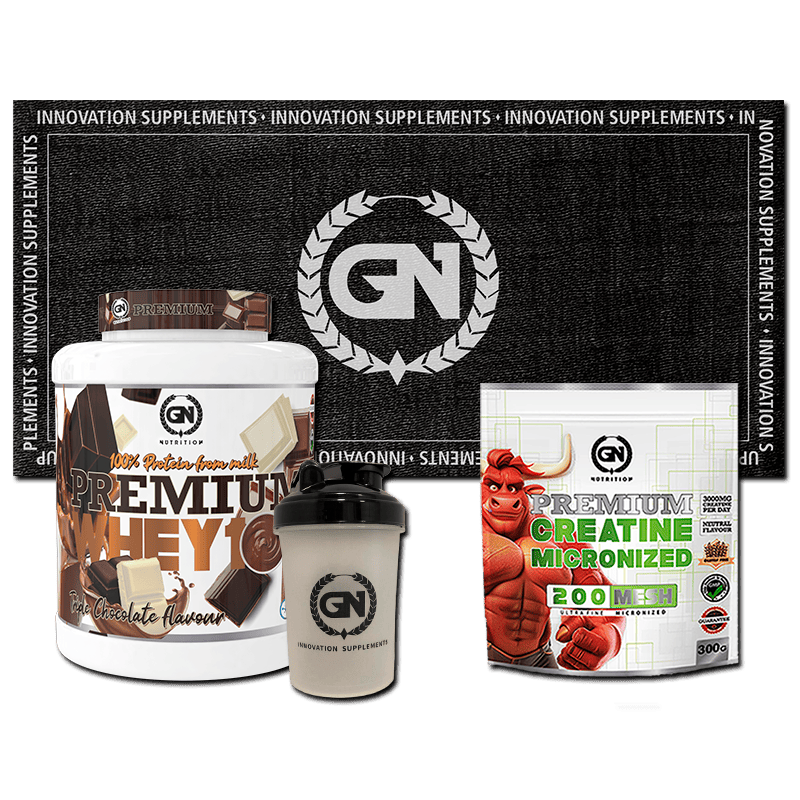 PACK GN: PREMIUM WHEY 2 KG + CREATINA MONOHIDRATO + SHAKER + TOALLA GN