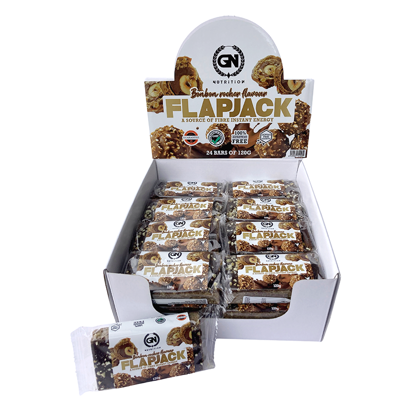 GN NUTRITION FLAPJACK - Sabor Bombón Rocher - Barritas Energéticas de Avena