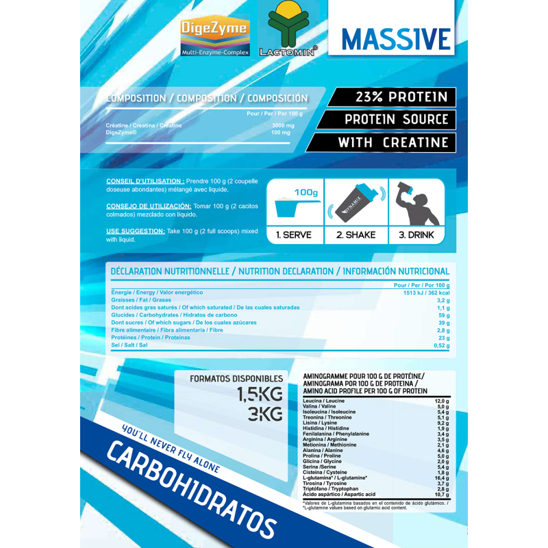 Massive Gainer Carbohidratos 3kg