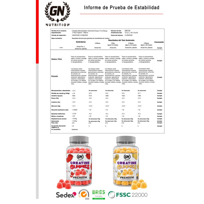 GN NUTRITION Creatina en Gummies 3000 mg  | 60 Gominolas
